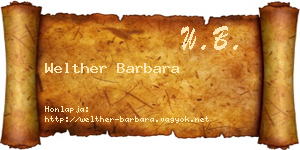 Welther Barbara névjegykártya
